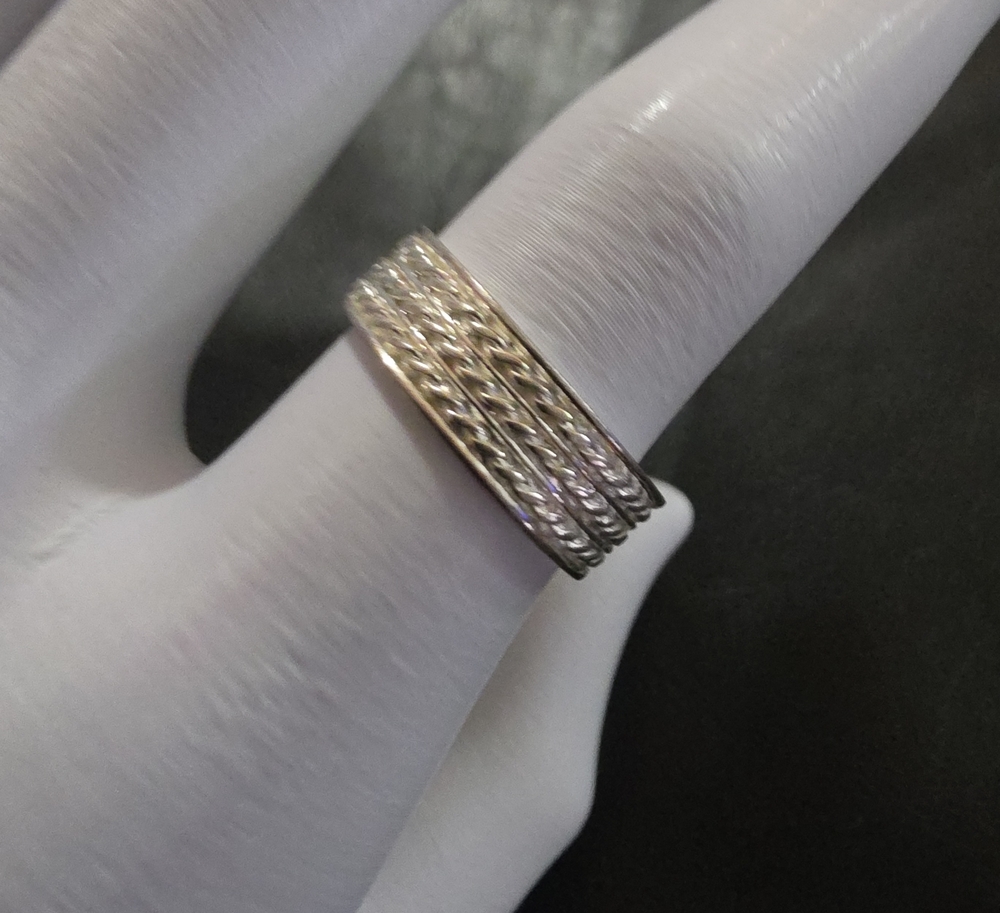 Stacked Braided Silver and Gold Tone Women's Ring